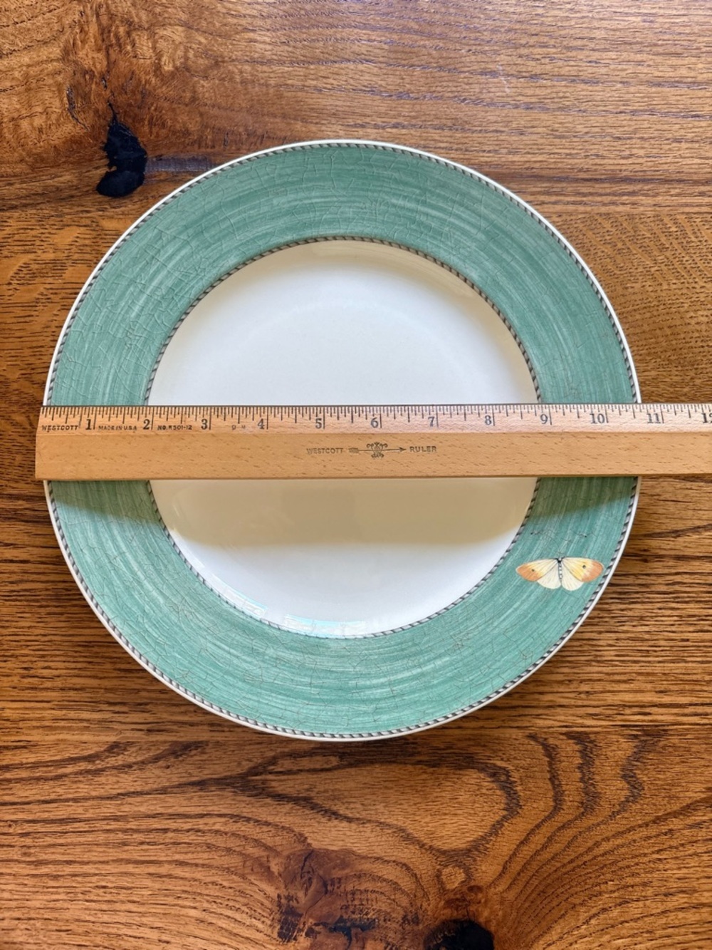 Wedgwood 1997 Sarah’s Garden (2) Green Rim Dinner Plates- Made in England - Picture 14 of 15